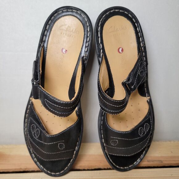 Clarks Artisan Unstructured Low-Heel Sandals Black - Size 8.5 - Picture 2 of 6